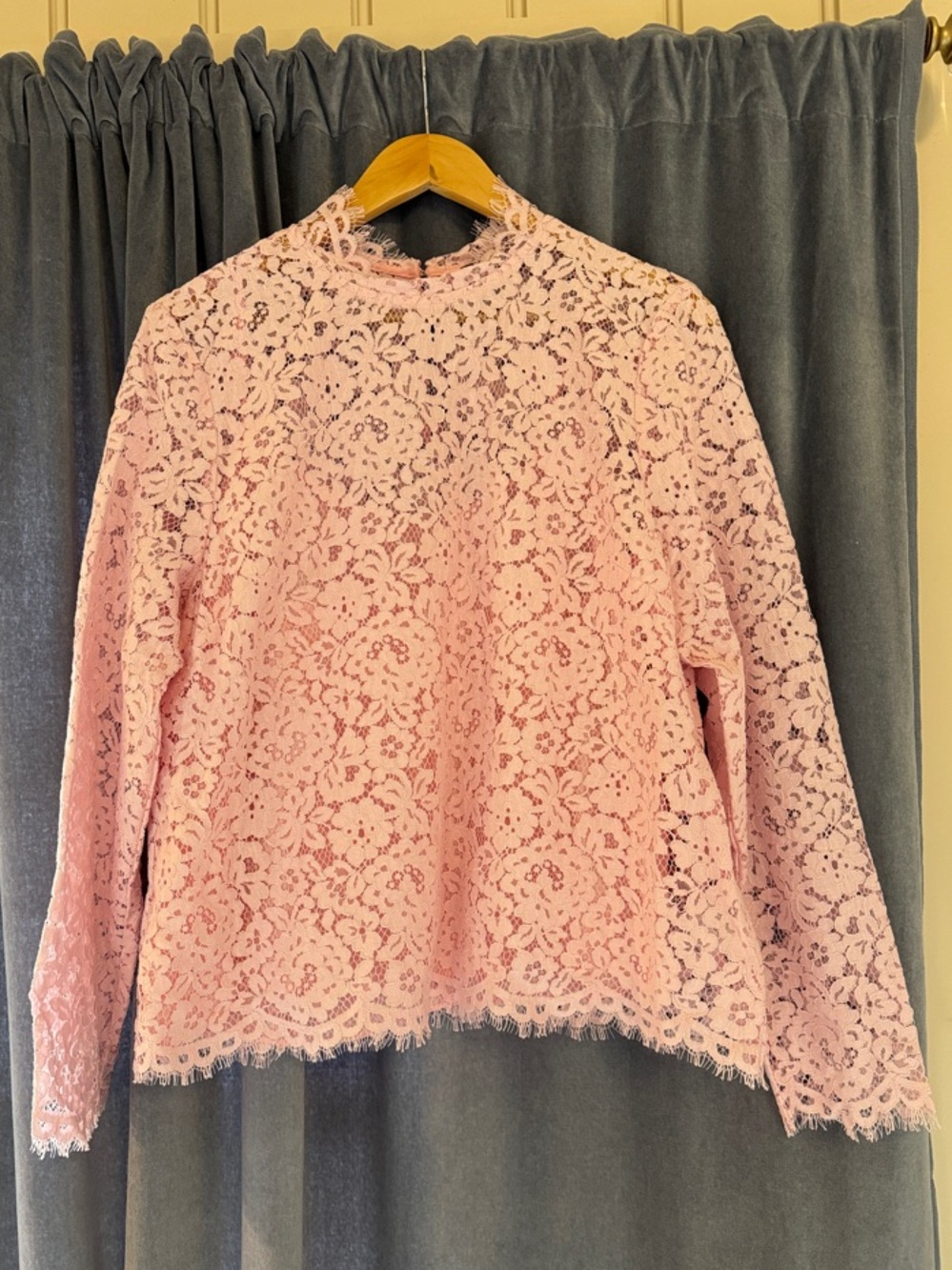 J. Crew Pink Lace Long-Sleeve Blouse